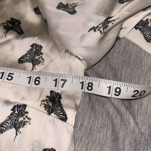 Zara Zebra Print Off White Black Trim Novelty Chic Polyster Blouse Size Small - Picture 8 of 8